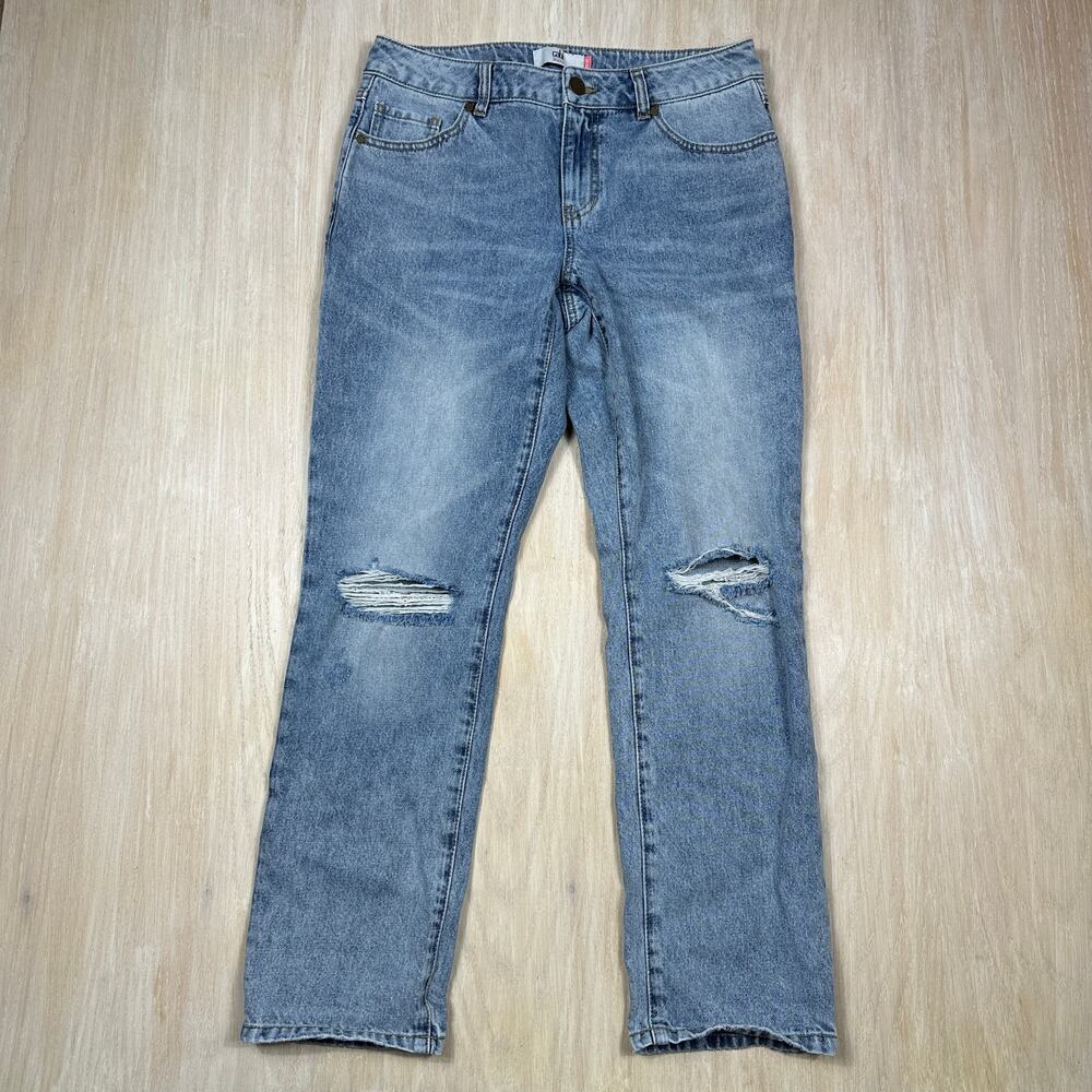Cabi Light Wash 100% Cotton Straight Leg Distressed Casual Blue Denim Jeans 4